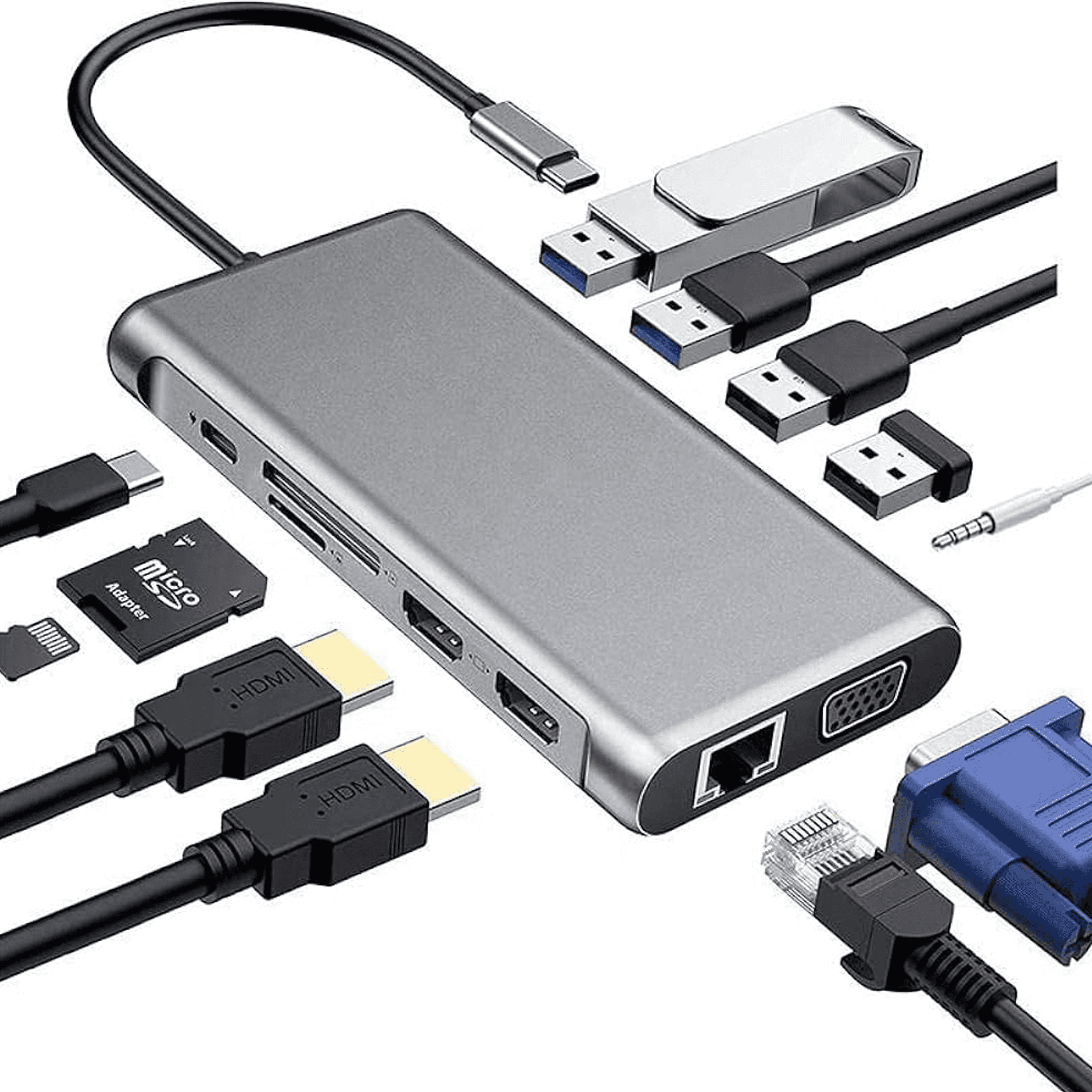 USB Type-C to HDTV 12 in 1 hub